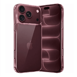 A translucent smoky rose gold phone case shown on the front and back of an iPhone, displayed against a solid white background.