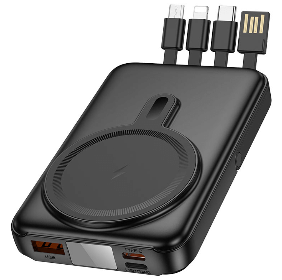 J135 Rico Magnetic Wireless Power Bank with Built-In Cables