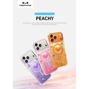 Keephone 3D Heart Glitter Case for iPhone 17 Pro Max | MagSafe Compatible (Peachy) - Mobile Phone
