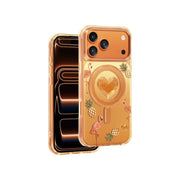 Keephone 3D Heart Glitter Case for iPhone 17 Pro Max | MagSafe Compatible (Peachy) - Orange - Mobile Phone