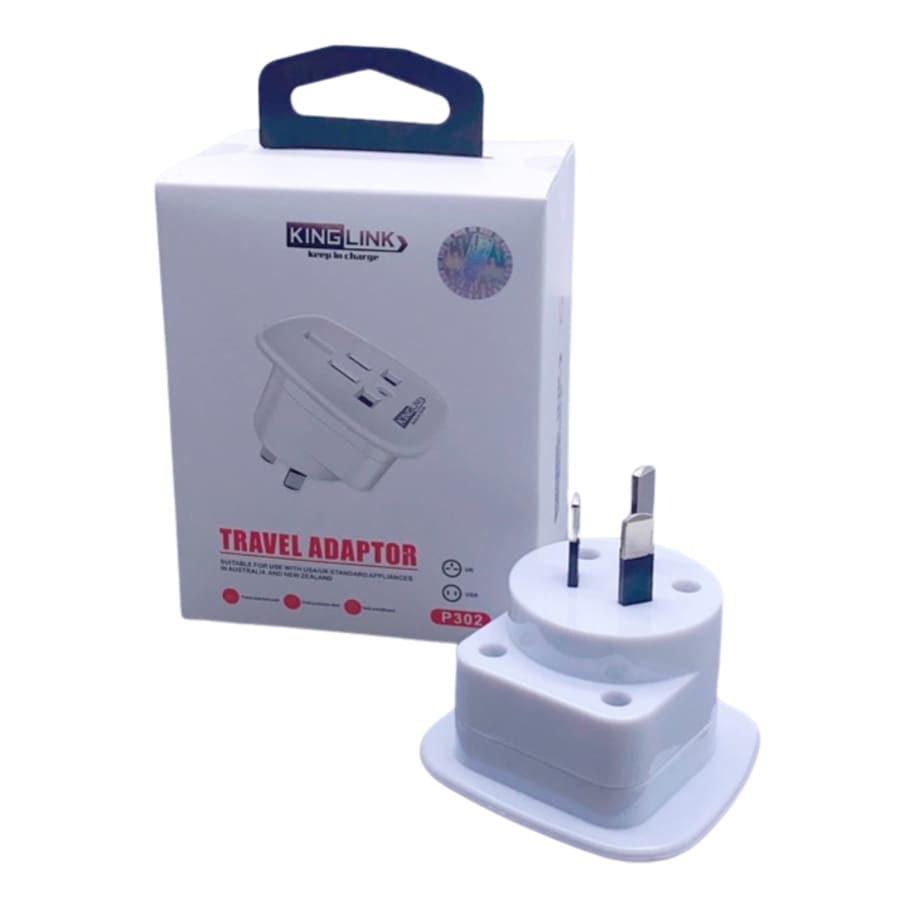 Travel Adapter Kinglink P302 Wall Plug (USA & UK to NZ & AUS)