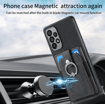 Phone case with magnetic car mount feature in a car interior setting