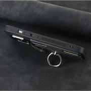 Magnetic Card Holder with Ring – Black