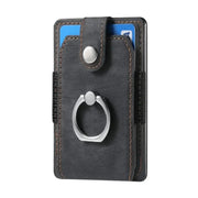 Magnetic Card Holder with Ring – Black