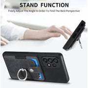Magnetic Card Holder with Ring – Black