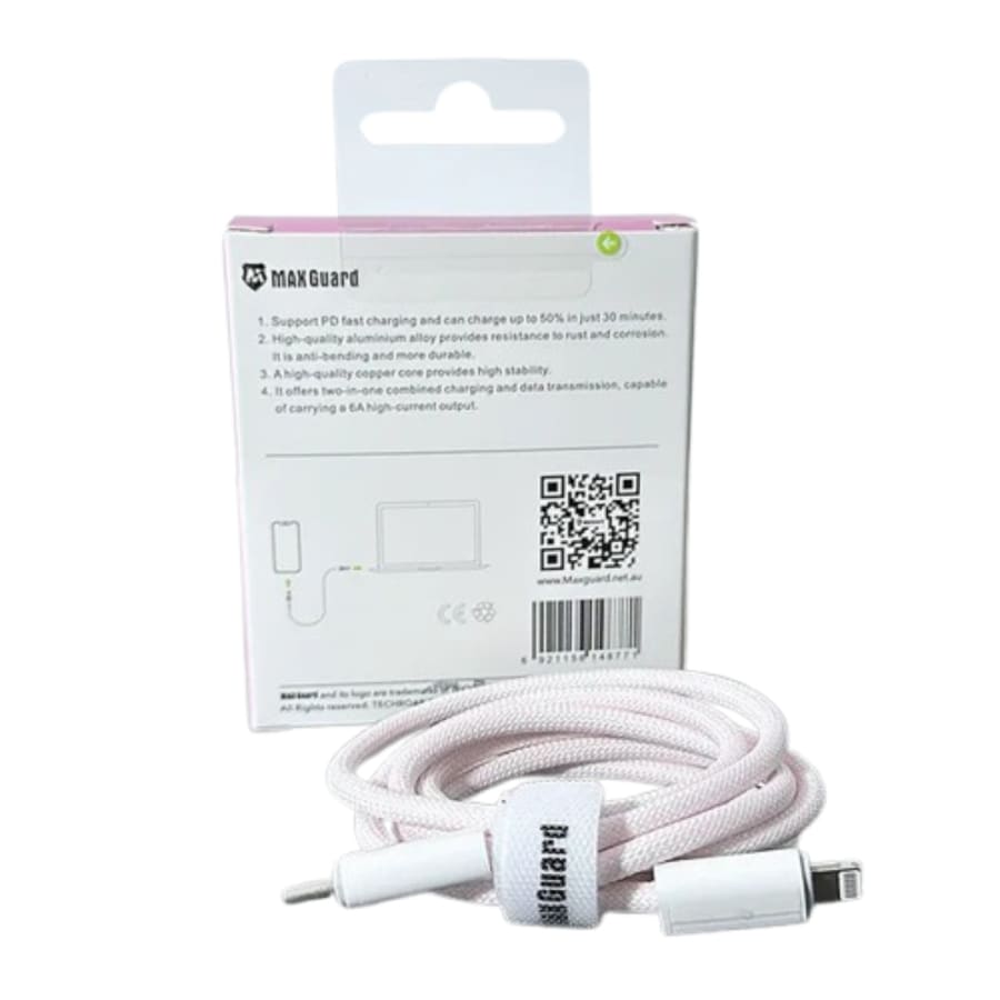 Maxguard 1m Colours 30W Type-C to Lightning Cable