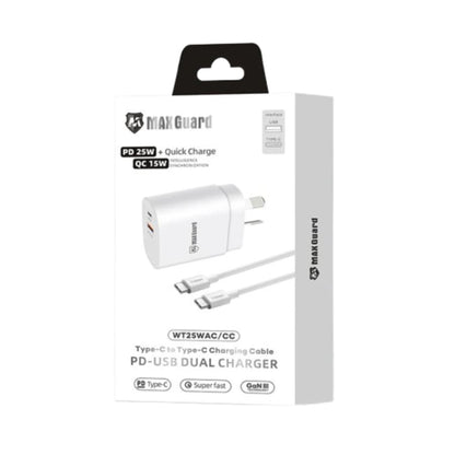 Maxguard PD 25W wall charger with Type-C to C combo WT25WAC/CC