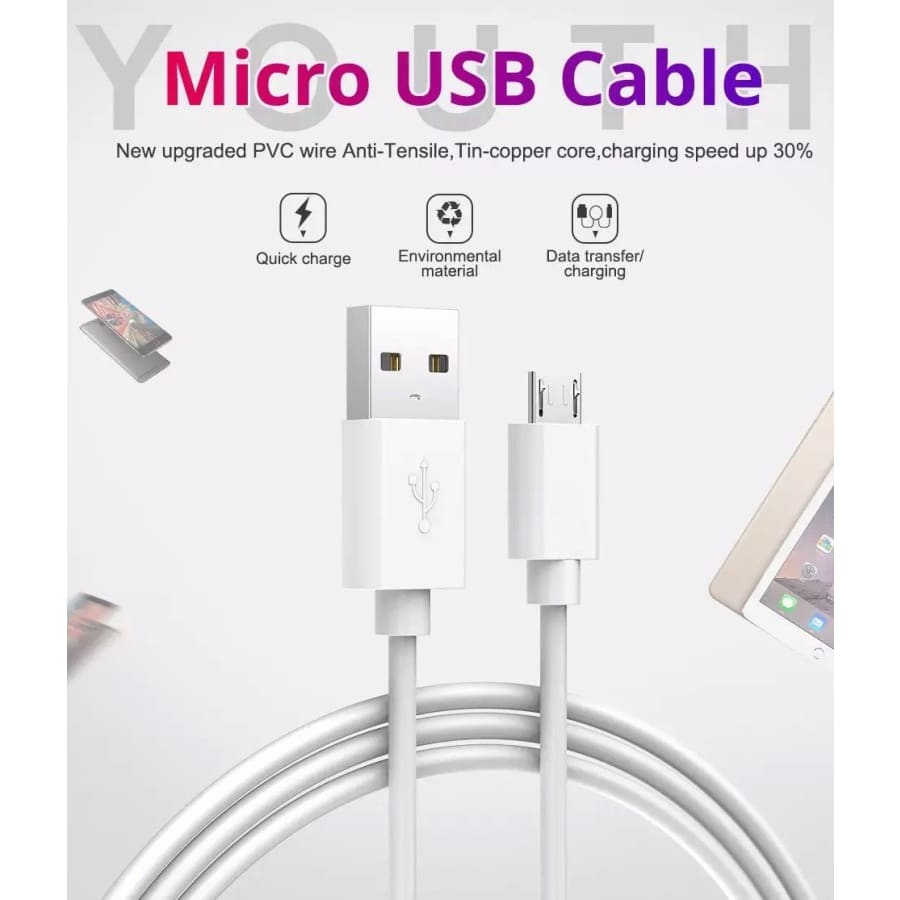 Micro USB Cable - 25cm (White)