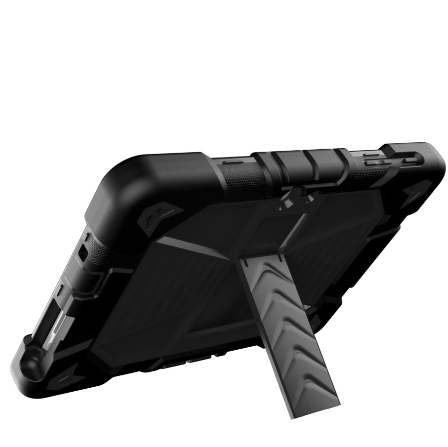 Black phone case with a unique design on a white background
