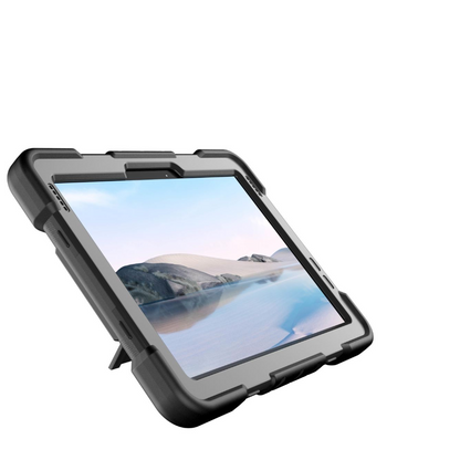 Tablet with a protective case on a white background