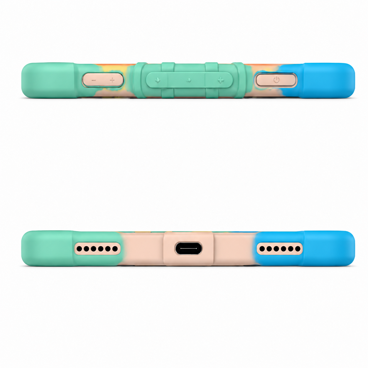 Colorful phone case with a gradient design on a white background