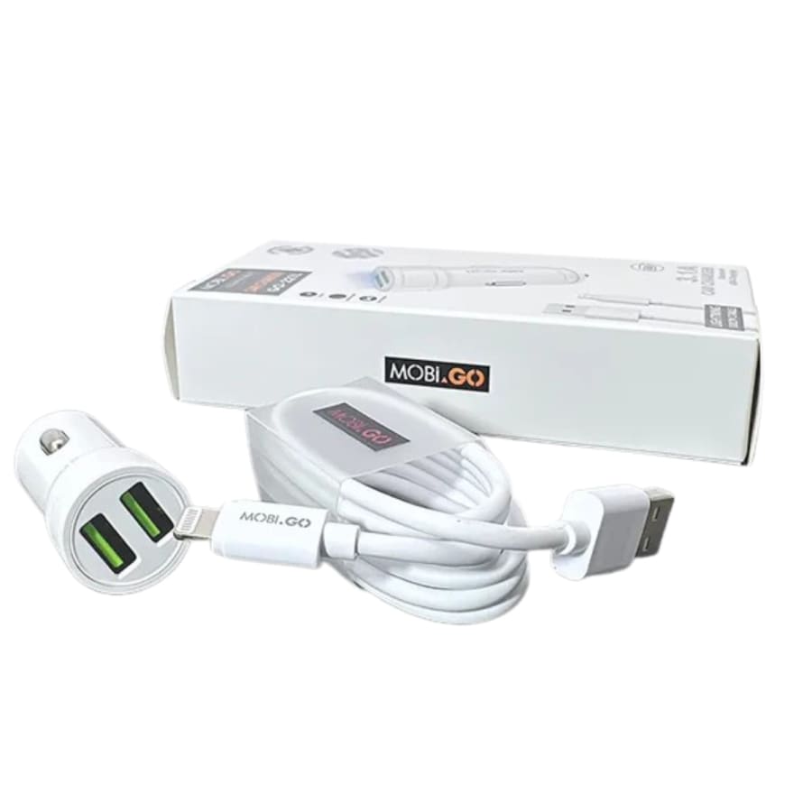 Mobigo 3.1A 2 USB car charger with USB-A to Lightning combo GO221L