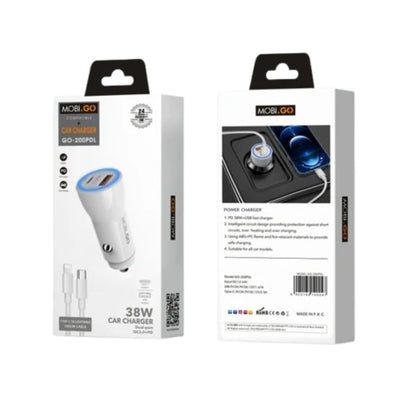 Mobigo 38W 2 UAB car charger with Type-C to Lightning combo GO200PDL
