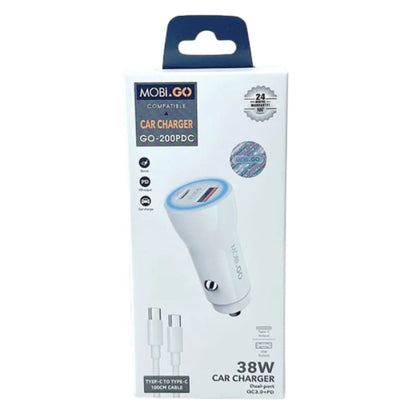 Mobigo 38W USB A+C car charger with Type-C to C combo GO200PDC