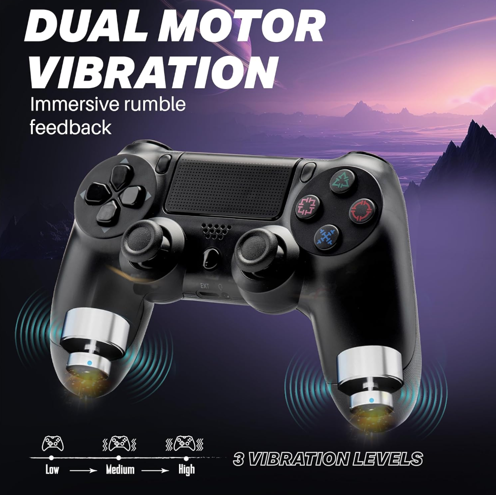 Rear View of Black Wireless Bluetooth PS4 Controller