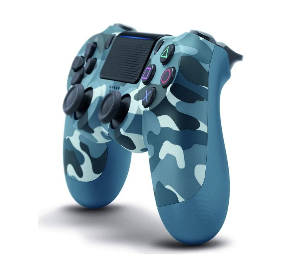 Camo Blue Wireless PS4 Controller Side View for PlayStation 4 and PC