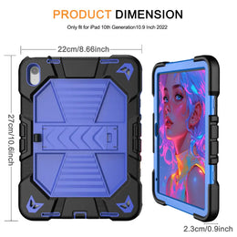Rugged iPad 10th/11th Gen 10.9’’ Case – Shockproof Cover Stand & Pencil Holder