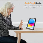 Rugged iPad 10th Gen 10.9’’ Case – Shockproof Cover Stand & Pencil Holder (Black)