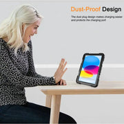 Rugged iPad 10th Gen 10.9’’ Case – Shockproof Cover Stand & Pencil Holder (Black)