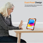 Rugged iPad 10th Gen 10.9’’ Case – Shockproof Cover Stand & Pencil Holder (Orange)