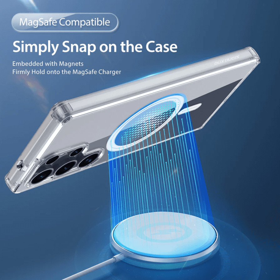 Transparent MagSafe case for Galaxy S25 Ultra back design