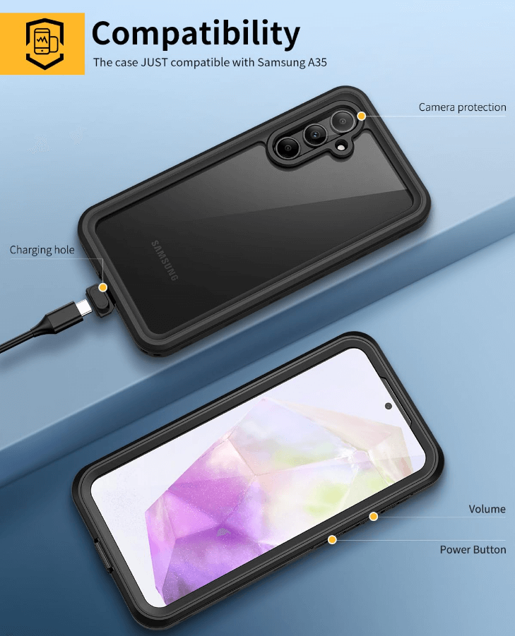Samsung Galaxy A35 5G waterproof case sealed ports