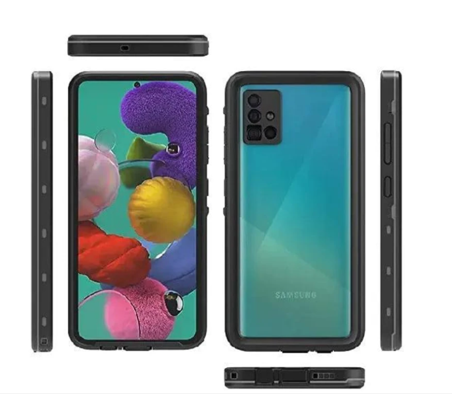 Display of clear waterproof Samsung Galaxy A51 protective cover NZ