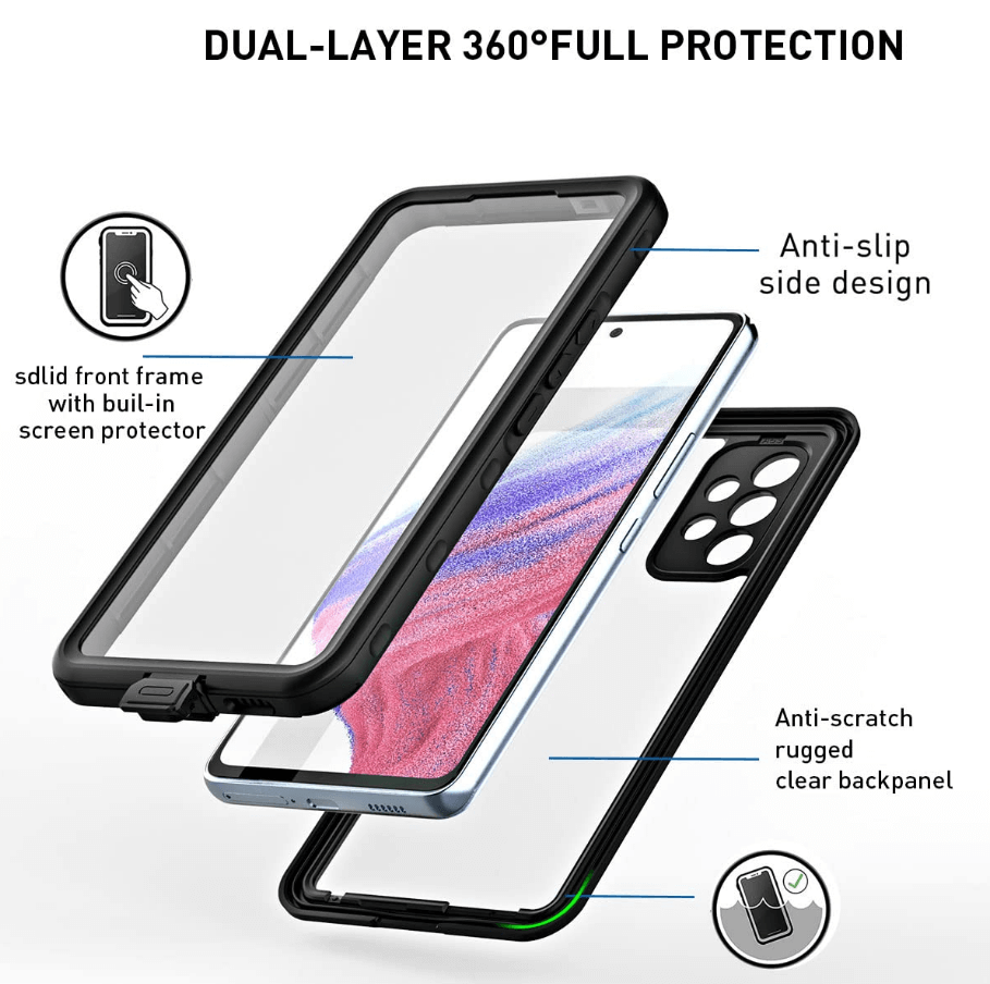 Samsung Galaxy A53 5G waterproof case clear back
