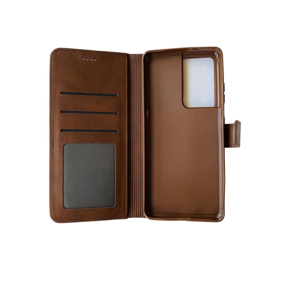 Synthetic Leather Flip Case for Samsung Galaxy S21 Ultra (Brown)
