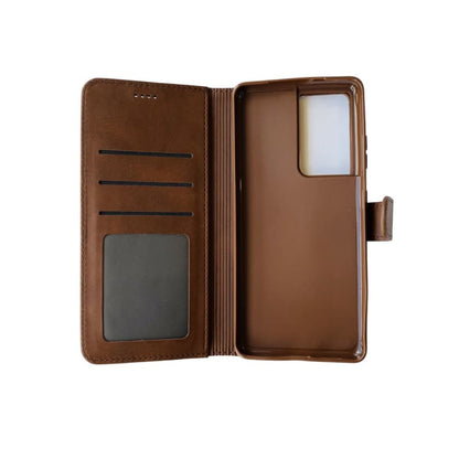 Synthetic Leather Flip Case for Samsung Galaxy S21 Ultra (Brown)