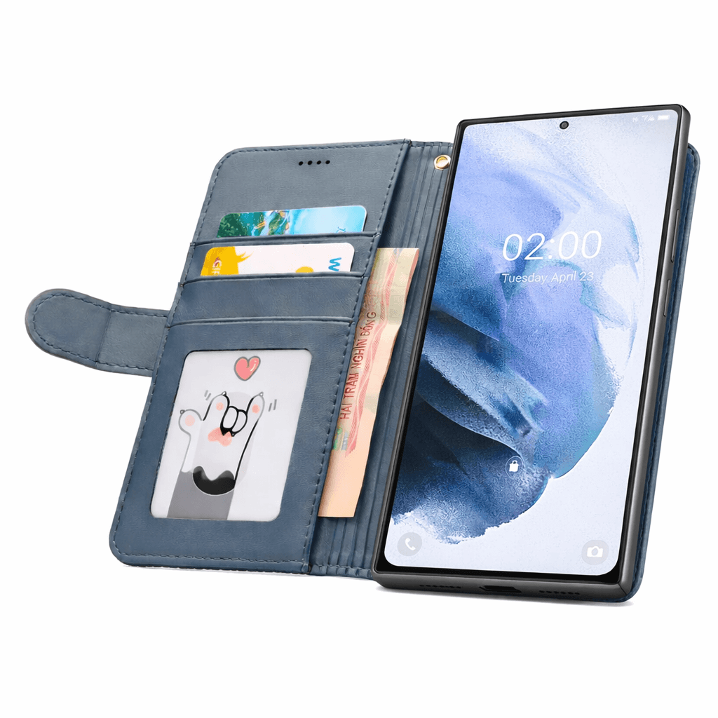 Samsung Galaxy S22 Ultra flip wallet case cowhide finish dot pattern