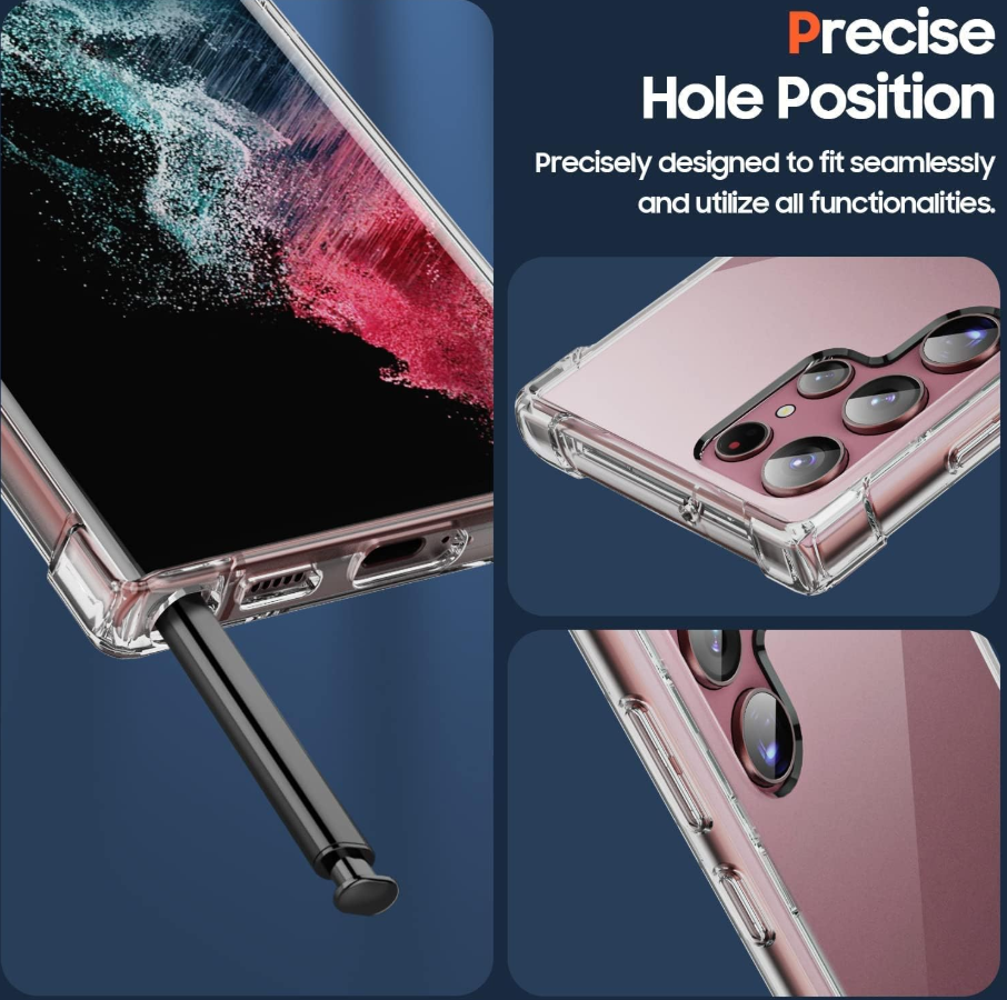 Phone case with precise hole position design on a blue background