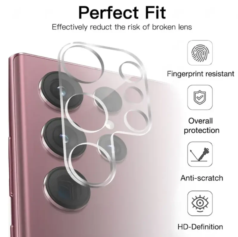 Phone case with camera lens protector on a white background