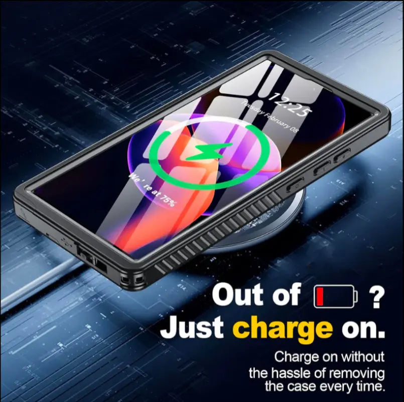 charging compatible waterproof case for Samsung Galaxy S25 Plus