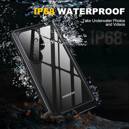 Display of clear waterproof Samsung Galaxy S25 Ultra protective case in NZ