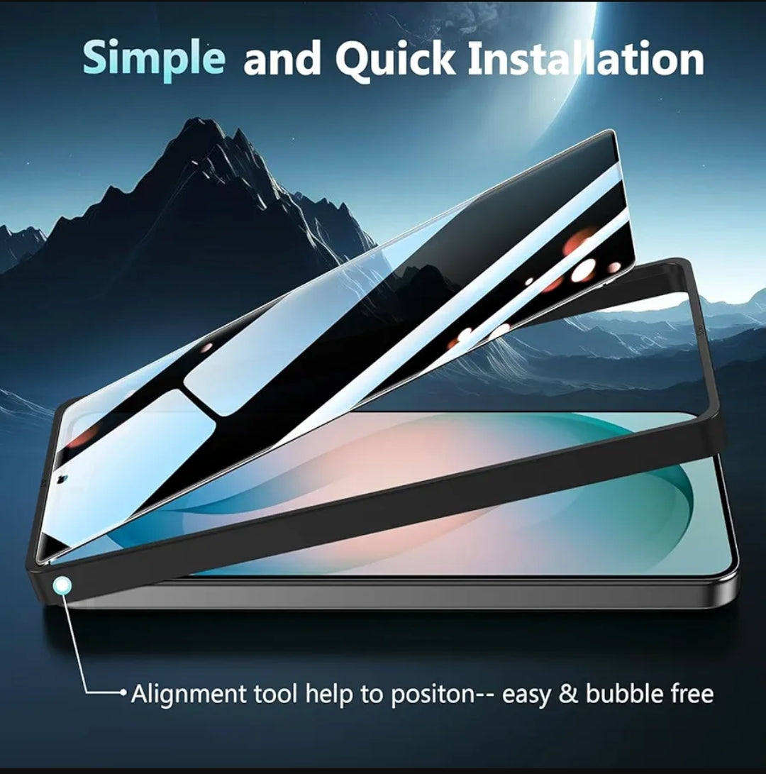 Smartphone with screen protector and mountainous landscape in the background