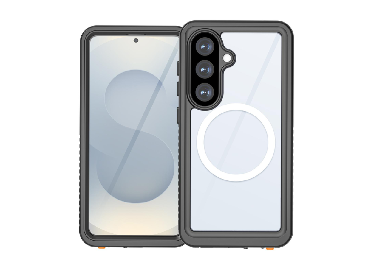 Phone case with a clear design on a white background