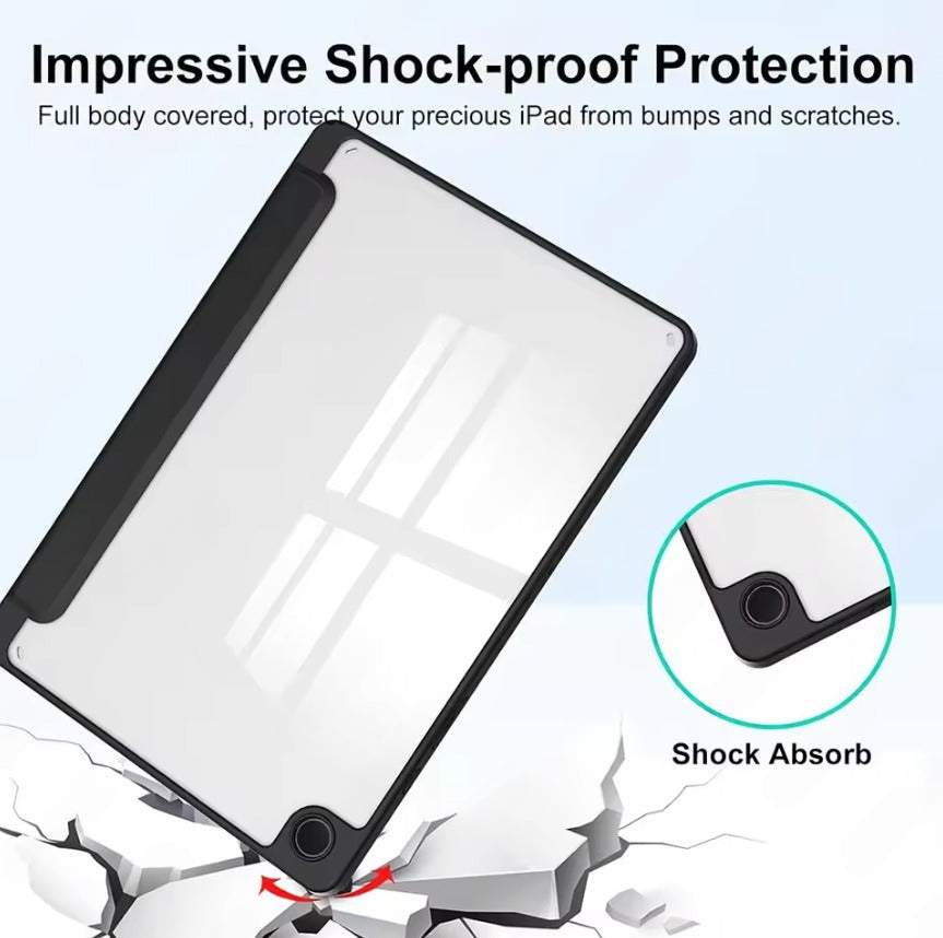 Shock-proof case for iPad with shock absorb feature on a light blue background