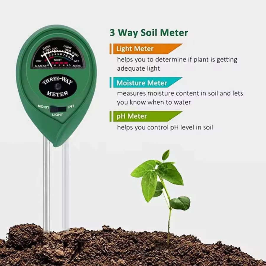 Soil Tester - pH, Moisture, Light Meter - 3 in 1