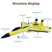 SU35 Remote Control Glider Aircraft FX620 FX820 2.4G with LED Lights - Yellow