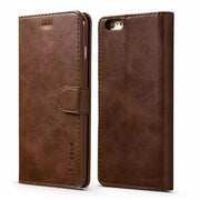 Synthetic Leather Flip Case for iPhone SE (3rd / 2nd Gen) (Brown) - Brown - Phone cases