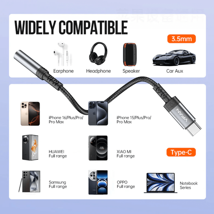 Type C to 3.5mm Audio Adapter NZ for Phones and Laptops