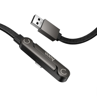 A black braided USB-C charging cable with a smart plug adapter featuring the Hoco brand logo, shown on a clean white background.