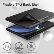 Ultra-Thin PU Leather Magnetic Case with Pencil Holder for Samsung Galaxy Tab S9 FE – Full Body Protective Folio Cover