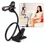 Universal flexible arm phone holder for hands-free smartphone viewing