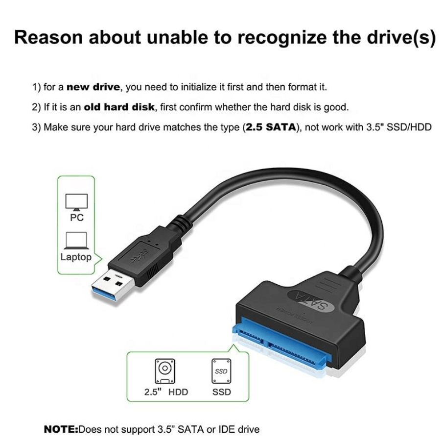 USB 3.0 to SATA adapter cable for 2.5 inch SSD