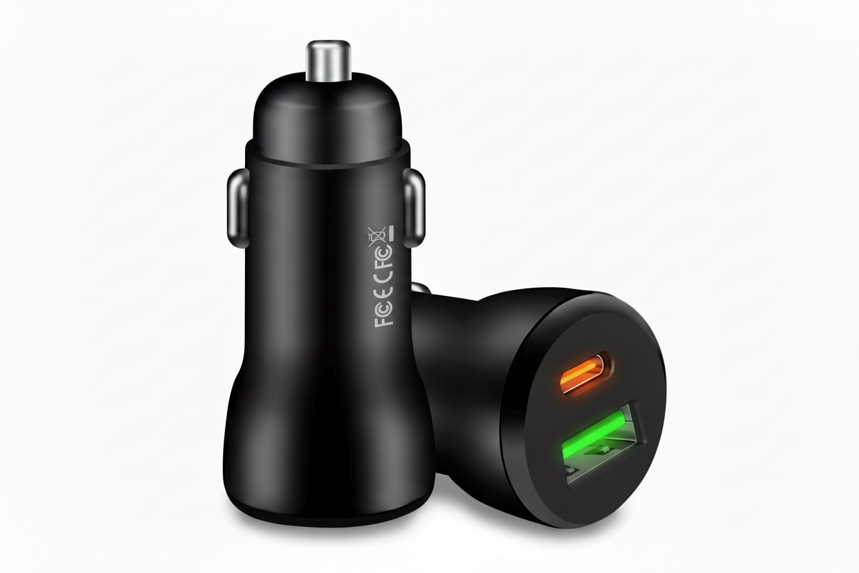 USB + PD fast car charger front view