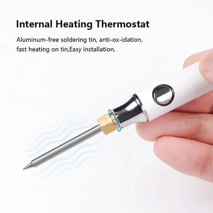 USB Soldering Iron Set - 8W Adjustable Temp, Ceramic Core & Tip
