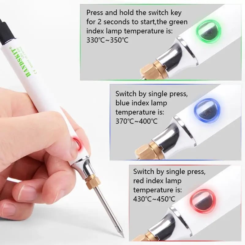 USB Soldering Iron Set - 8W Adjustable Temp, Ceramic Core & Tip