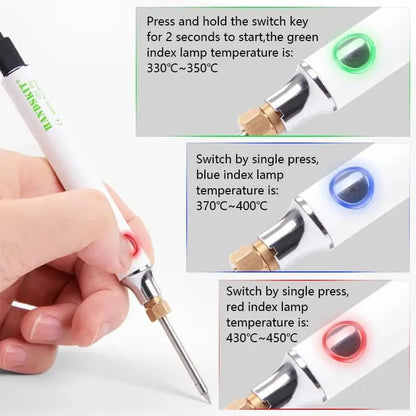 USB Soldering Iron Set - 8W Adjustable Temp, Ceramic Core & Tip
